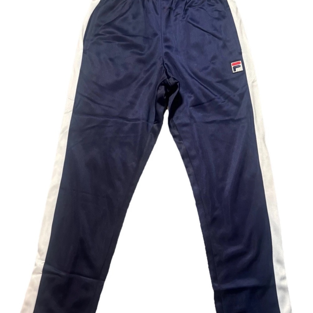 FILA Settanta Track Pant Kids S Navy Zip Ankle Side Stripe Athletic Sports